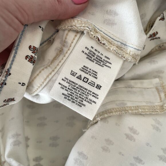 ANTHRO Pilcro Serif Floral Patterned Ankle Zip Skinny Letterpress Jeans Size 12 - Picture 10 of 13